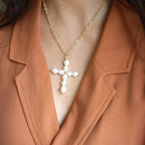 Cross Pearl Pendant Necklace