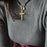 Black Spinel Cross Necklace