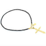 Black Spinel Cross Necklace