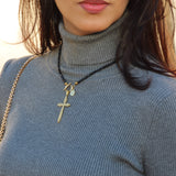 Black Spinel Cross Necklace