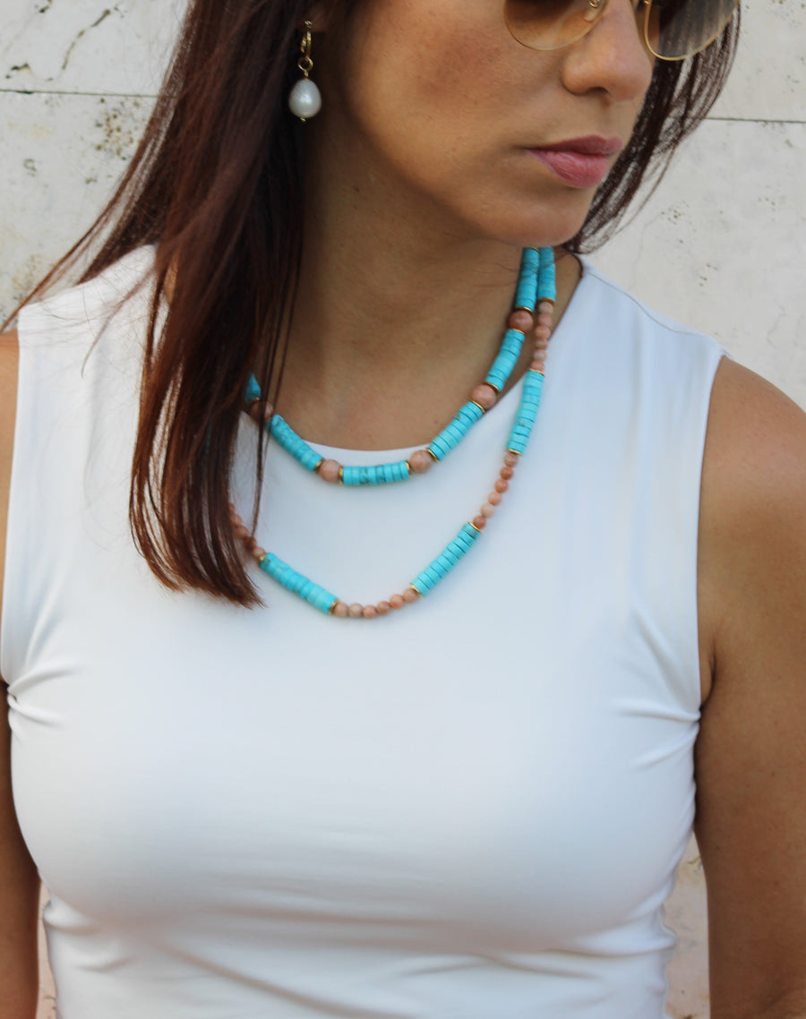 Sunstone Turquoise Long Necklace