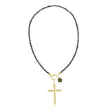 Black Spinel Cross Necklace