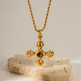 Cross Tiger Eye Necklace