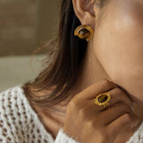 Golden Ground Stud Earrings