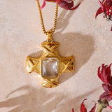 Golden CZ Cross Necklace